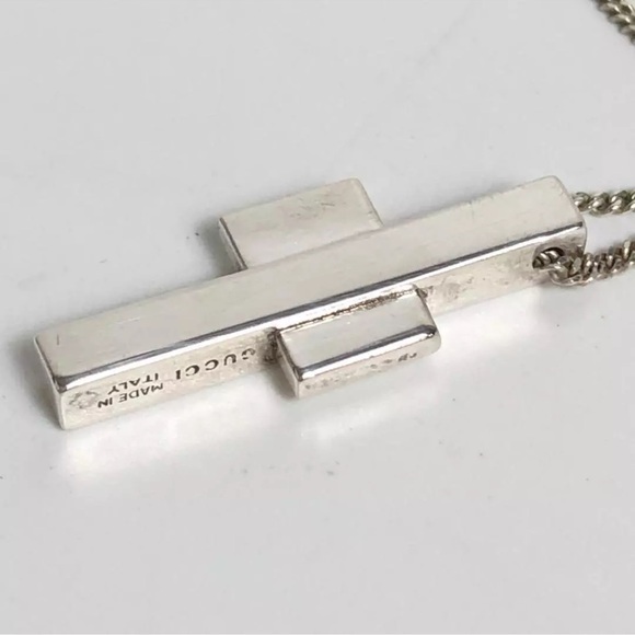 GUCCI Cross Necklace Pendant SILVER 925 15.7” with Gucci Dust bag - Picture 4 of 7